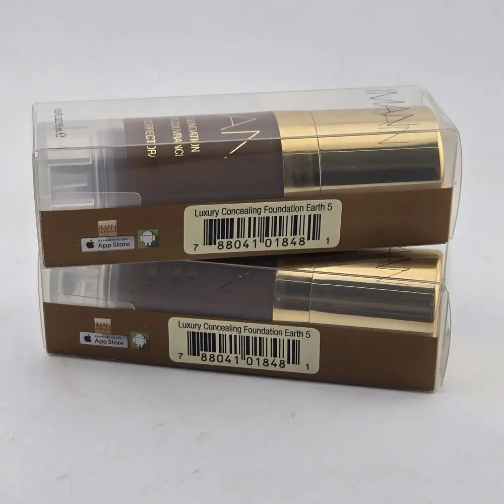 IMAN Luxury Concealing Foundation EARTH 5 Set Of 2 NIB Sealed 0.5 oz